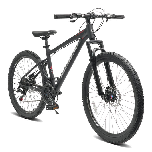 A26317 KIAPALNO 26 Inch All-Terrain Mountain Bike with Disc Brakes 21-Speed Drivetrain & Durable Carbon Steel Frame Ideal for Men and Women, Perfect for Trail Riding and Touring